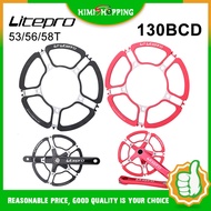 1PC LP Litepro Petal Chainring 5 Hole Aluminum Alloy Crankset 130 BCD Folding Bike for 3sixty BMX Chain Wheel AL7075 BB Crank 130bcd 53T 56T 58T Bike Cycling Accessory