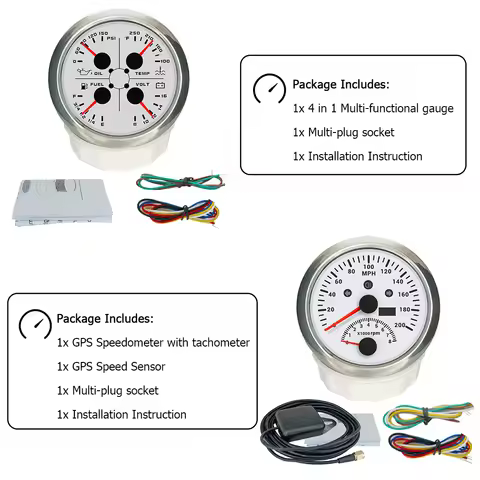 ELING 85mm 4in1 Multi-function Gauge GPS 0-200km/h Speedometer 0-8000RPM Tachometer with Red Backlig