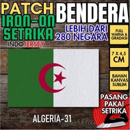 Indojersey Patch Flag ALGERIA Iron-On Canvas Sublimation Square Box 7 x 4.5 cm T-Shirt Jersey Jacket