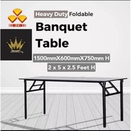 2x5 ft 3V  Foldable Wood Top Banquet Table/ Folding Banquet Table / Meja Banquet