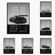 Minimalist 911 GT3-RS 718 GT4 RS Hyper Car Sports Car Supercar Poster Canvas Painting Wall Art Pictu