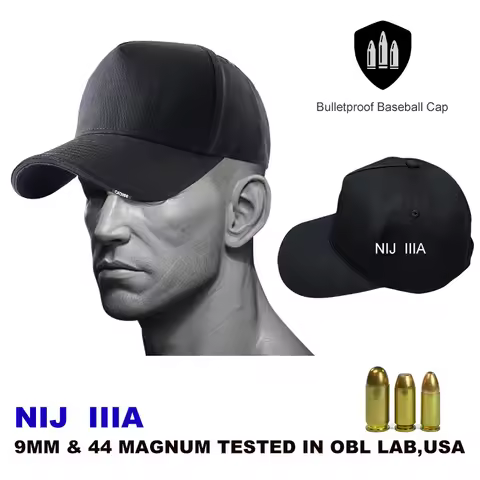 Outdoor Bulletproof baseball Cap -NIJ IIIA 3A Soft UHMWPE 9MM.44mag Bulletproof Hat High Performance