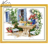 Leisure Time กระท่อมในสวนประทับตรางานปักครอสติชชุดชนบท 11CT 14CT DIY Handmade ปักเย็บปักถักร้อยเส้นด