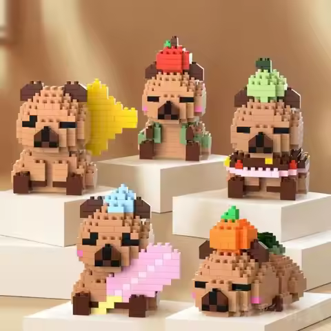 Capybara Block Construction Model Cartoon Capybala Building Blocks Animals Building Bricks Education