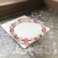 紫鋰輝、草莓晶、紫瑪瑙、月光石 天然石手鍊