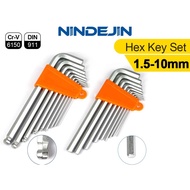 New Nindejin 7/8/9pcs Long Ball Point Hex Key Wrench Set Crv Steel 1.5mm 2mm 2.5mm 3mm 4mm 5mm 6mm 8mm 10mm Ball End Allen Key Set
