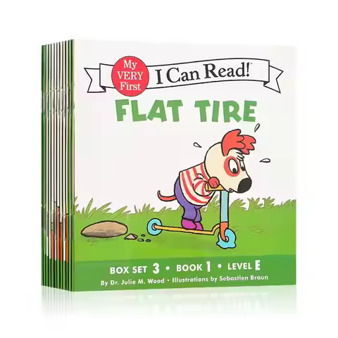 12 Books Set I Can Read Flat Tire Series, Mini Portable English Picture Books,Kids Story Books, Earl
