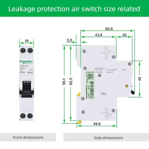 Schneider Electric Integrated leakage protection Circuit Breaker 1P+N iDPNa Vigi+ C32 C10 C25 30mA A