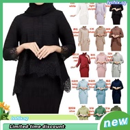 Baju Kurung Moden Baju Raya 2023 Lace Muslimah Long Sleeve Labuh Plus-size Baju Bridesmaid Nikah Kur