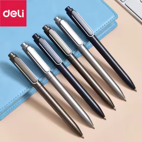 12pcs/lot Deli A12 Gel Pen 0.5MM Black Ink Sign Pen Push Bullet Pens for Office School Meeting Stude