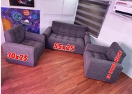 sofa set ambassador dark grey fabric sofa uratex foam cod only !!!
