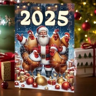 F1MY Advent Calendar 2025 Chicken With Santa Hats 2D Hanging Ornament Christmas Countdown Calendar C