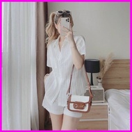 Bộ đũi gân quần đùi áo sơ mi buộc nơ sau siêu xinh Mã (B216) - MYNA