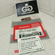 Notice Sonic 150R K56 & Supra Air Intake Label Sticker GTR 150 K56F 87517K56N00