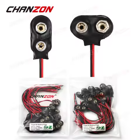 20 pcs 9V Battery Connector Snap Clip Power Adapter T-type I-type 9 V Dual Wire Holder Cable 9Volt 1