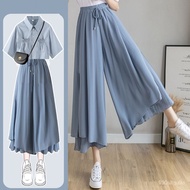 Selling🔥2024Summer Skort Suit Female Student Korean Loose Short Shirt+Casual Culotte Fashion Two-Piece Suit Tide2028