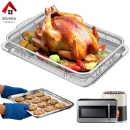 2 Piece Stainless Steel Air Fryer Basket Pan Extra Large Crisper Tray for Baked Fries Bacon Chicken 