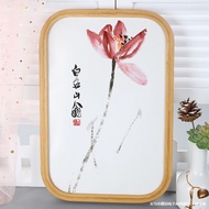 Bamboo irregular-shaped frame oval bathroom mirror decorative painting outer frame oil painting canv
