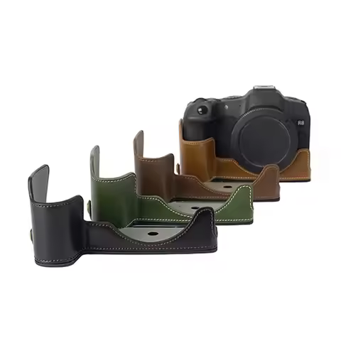 Leather Half Case for Canon EOS R8 Camera Grip With Strap