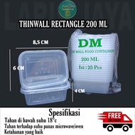 thinwall 200ml rectangle merk DM kotak makan plastik murah