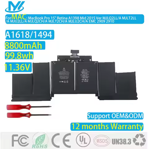 A1618 11.36V 8800mAh Battery Laptop Battery For Apple MacBook Pro(MJLQ2CH/A) Pro 15 ME294 15 ME293 A