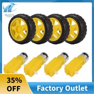 4PCS DC Electric Motor + Plastic TT Motor Tire Wheel Dual Shaft Gear Motor TT   for  Smart Car