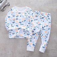 (1套2件)日系兒童男孩子淺藍色老爺車印花純棉套裝睡衣/長袖上衣/長睡褲 - KL438