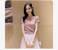 网红短袖T恤女2025年新款夏装ins超火扭结心机短款打底上衣设计感