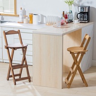 W-8 Bamboo Bar Stool High-Leg Chair Foldable Small Apartment Home High-Leg Stool Bar Chair Milk Tea Shop Front Desk Chai