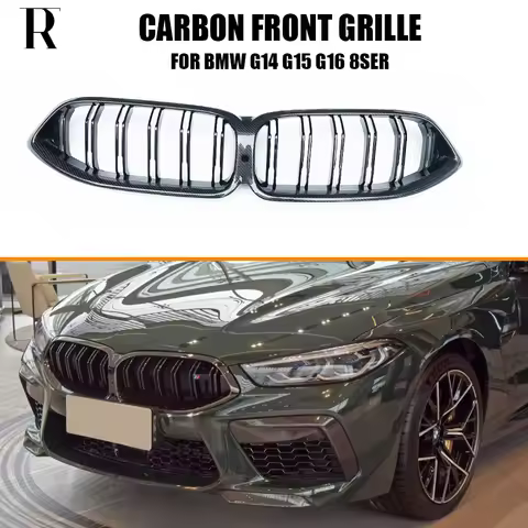 Carbon Fiber + ABS Front Bumper Mesh Grille Grill for BMW G14 G15 G16 F91 F92 F93 840 850 M8