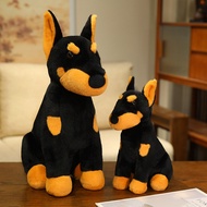 Lifelike Doberman Dog Plush Toy Black Tan Fur Home Decor Soft Cute Gift Room Cozy Play