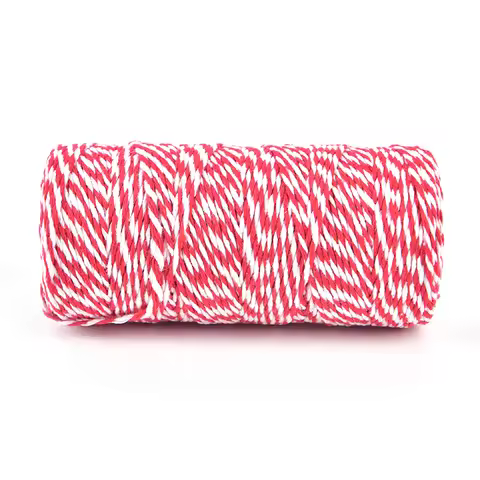100m/Roll (Red+White) Cotton Bakers Twine String Cord Cotton Rope Cotton Cord Bottle Gift Box Decor 