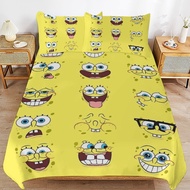 SpongeBob SquarePants 3in1 Cute Pattern Polycotton Fitted Bedsheet Set: Stylish Bedding + 2 Pillowca