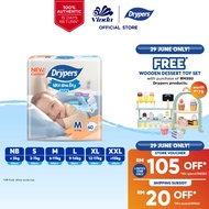 Drypers Wee Wee Dry Baby Tape Diapers NB60/ S80/ M60/ L58/ XL50/ XXL40 (1 Pack) - Super Dry, Soft & 