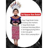 Set Pakaian Tradisional Iban Sarawak Pakaian Tradisional Kanak-kanak Perempuan Set Ngepan Iban Budak