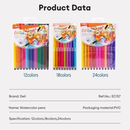 Deli C157 watercolor markers/watercolor pens - EC157-12 colors / EC157-18 colors/ EC157-24 colors