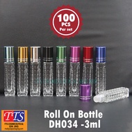 [100pcs] Botol Minyak Wangi 3ml Petak Glass Roll On Bottle (Clear) / Botol Essential Oil / Botol Kac