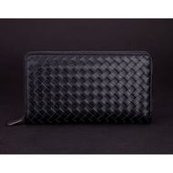 Men Genuine l bv Wallet Clutch Men's Cowhide Woven Wallet Wallet Genuine Leather Long Zipper Clutch