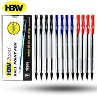 12pcs/Box Original HBW 2000 Ballpoint pen Black/Blue/Red School Supplies Office supplies