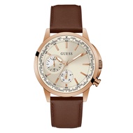 Guess Analog Brown Genuine Leather Strap Men Watch GW0540G4