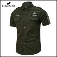 Áo Sơ Mi Quân Đội FUGUINIAO Cotton Mùa Hè Áo Sơ Mi Nam Ngắn Tay Quân Đội Thời Trang Giản Dị Áo Sơ Mi
