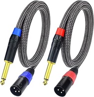 Unbalanced 1/4" TS Mono to XLR Male Microphone Cable, 15Feet 6.35mm Quarter inch to XLR Audio Patch 