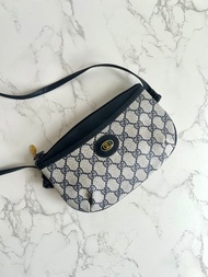 絕版中古包 Gucci藍黑色老花餃子包 側背包 斜背包 單肩包 二手包