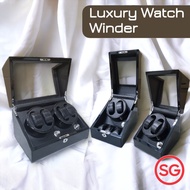 [SG Stock] Automatic Watch Winder Box, Piano Black With Carbon Fiber Lining 2+0 2+3, 5 Rotation Winding Modes