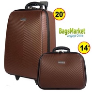 BagsMarket Luggage Wheal กระเป๋าเดินทางล้อลาก ระบบรหัสล๊อค เซ็ทคู่ ขนาด 20 นิ้ว/14 นิ้ว รุ่น F7718-20 Style Luxury Classic