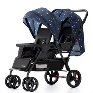 W-8&amp; Twin Baby Stroller Lightweight Foldable Sitting and Lying Double Baby Stroller Front and Rear Seat Two-Child Stroll