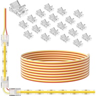 PAUTIX 10mm Connectors for 3-Pin CCT COB LED Strip Lights,20pcs Strip to Wire Connectors,10ft(305cm)