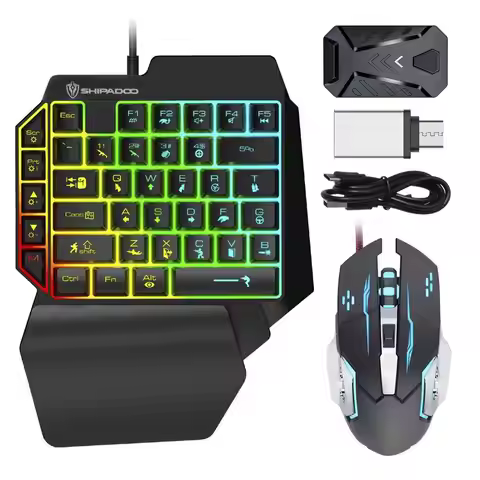 Wired Mechanical Backlight Keyboard And RGB Mouse Converter Combo Set With Rainbow Backlight For PS4