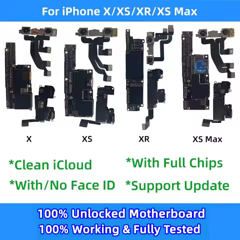 Fully unlocked Motherboard Clean iCloud For iPhone XR/ X / Xs Max Mainboard With/No Face ID Support 