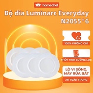Bộ 6 đĩa thủy tinh nông lòng Luminarc Everyday 19cm N2055*6 | Hàng chính hãng